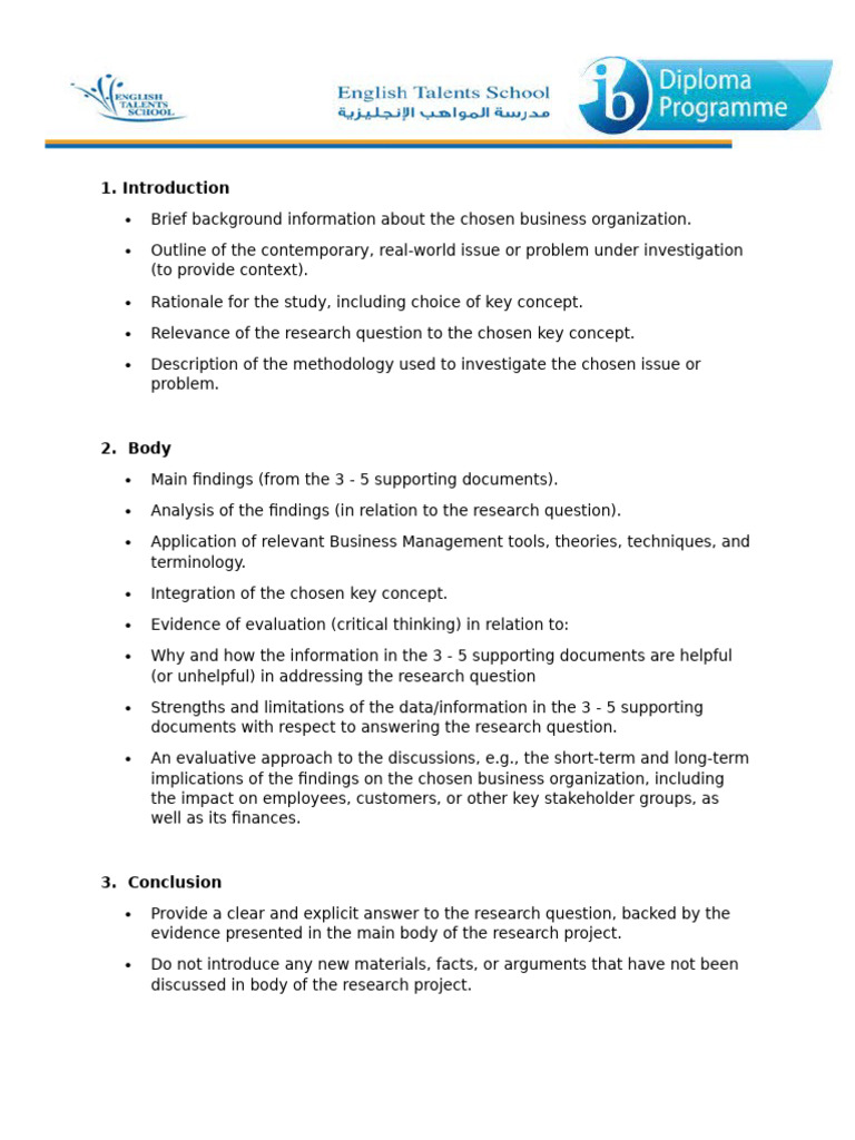 Business Research Project Structure Guide | PDF | Information | Evaluation