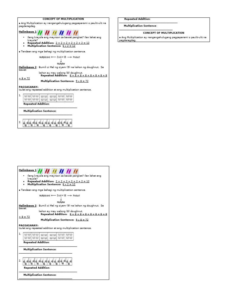 MATH - Concept of Multiplication | PDF