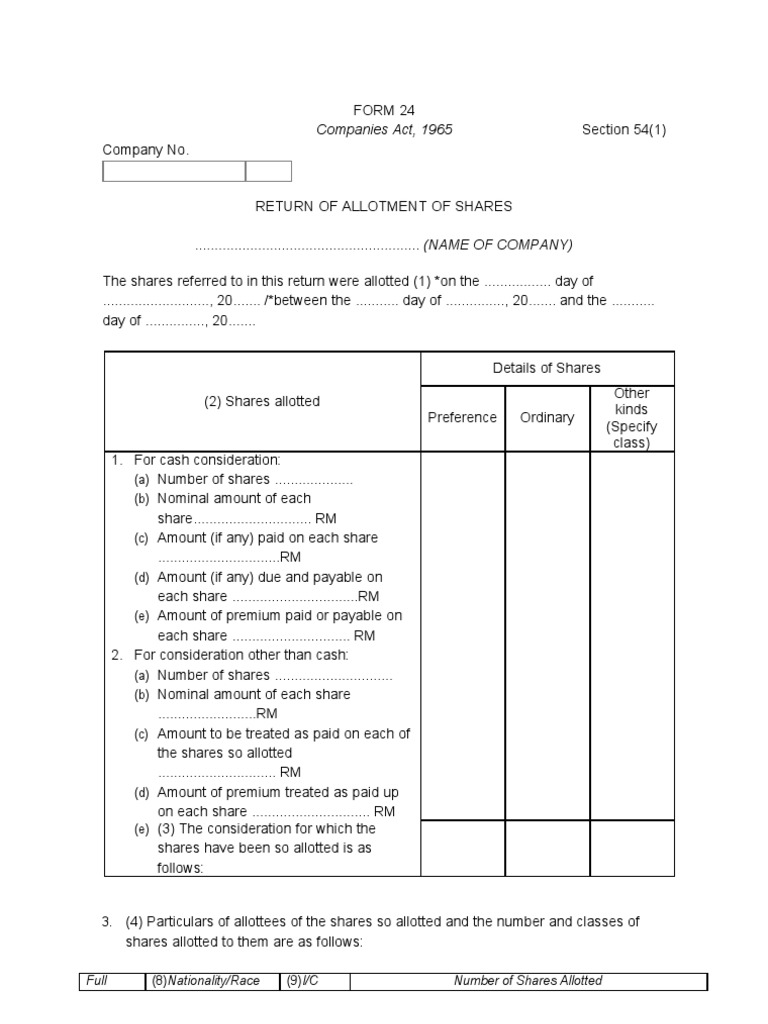 Form 24 section 78