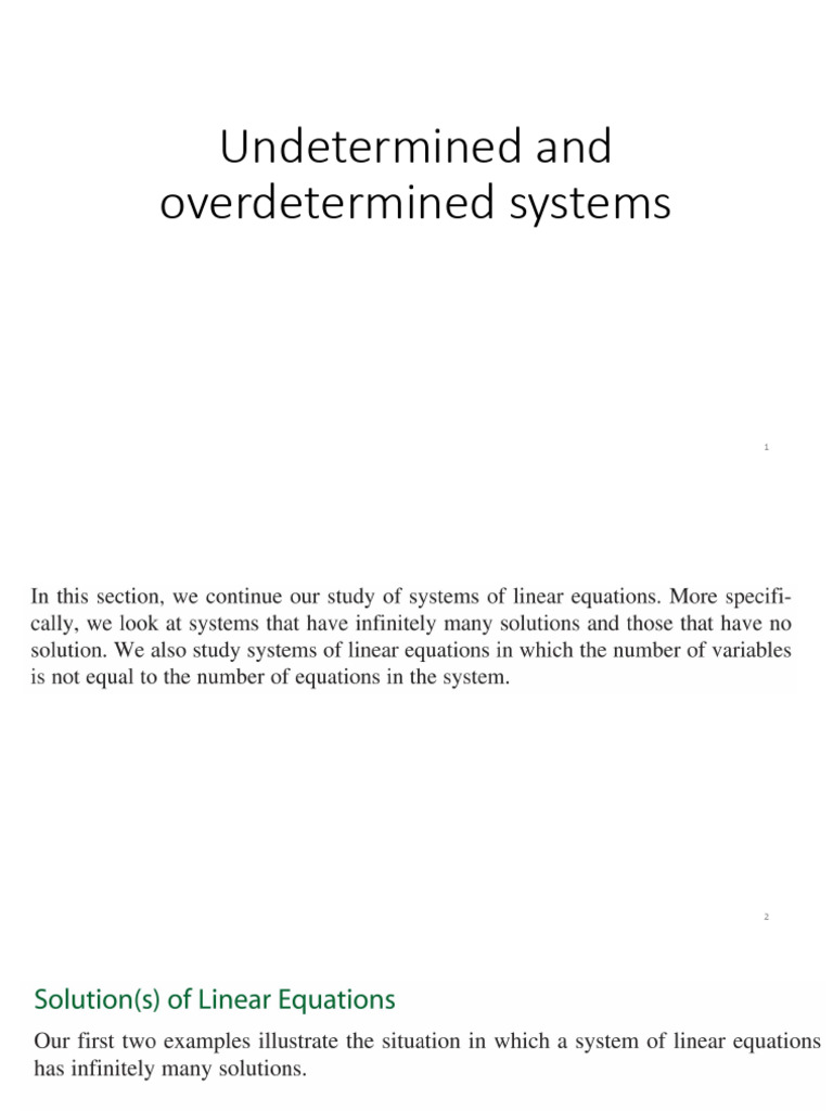 Undetermined and Overdetermined Systems | PDF