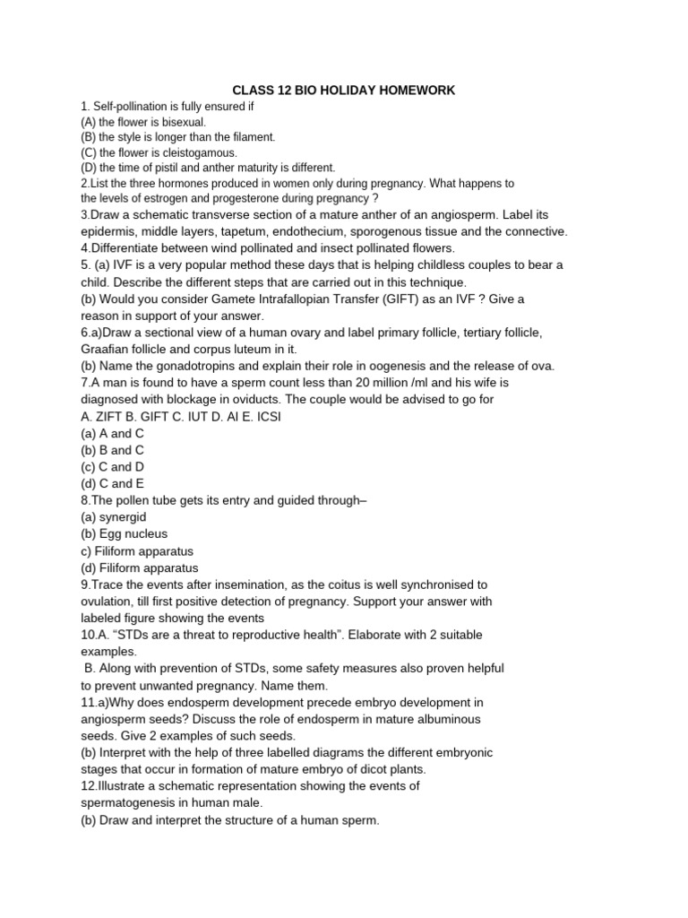 12th Bio CBSE Questions | PDF | Seed | Embryo