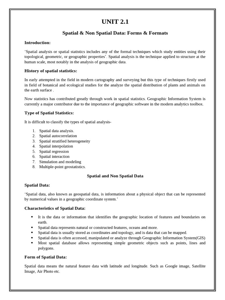 Spatial and Non-Spatial Data Analysis | PDF | Spatial Analysis ...