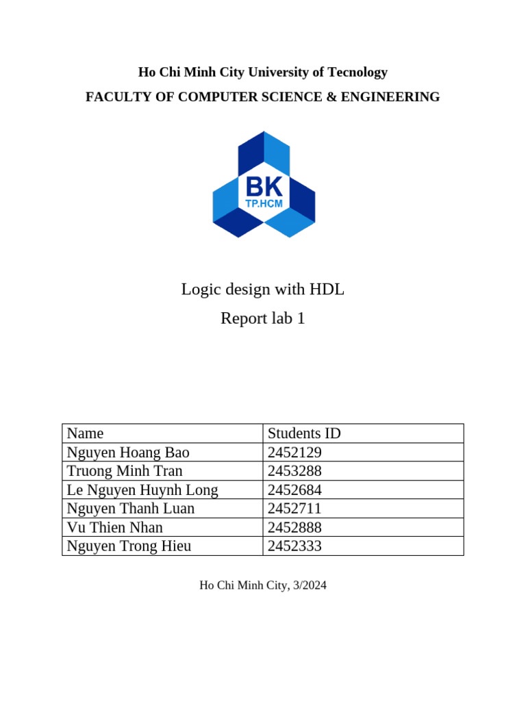 HDL Lab 1 | PDF