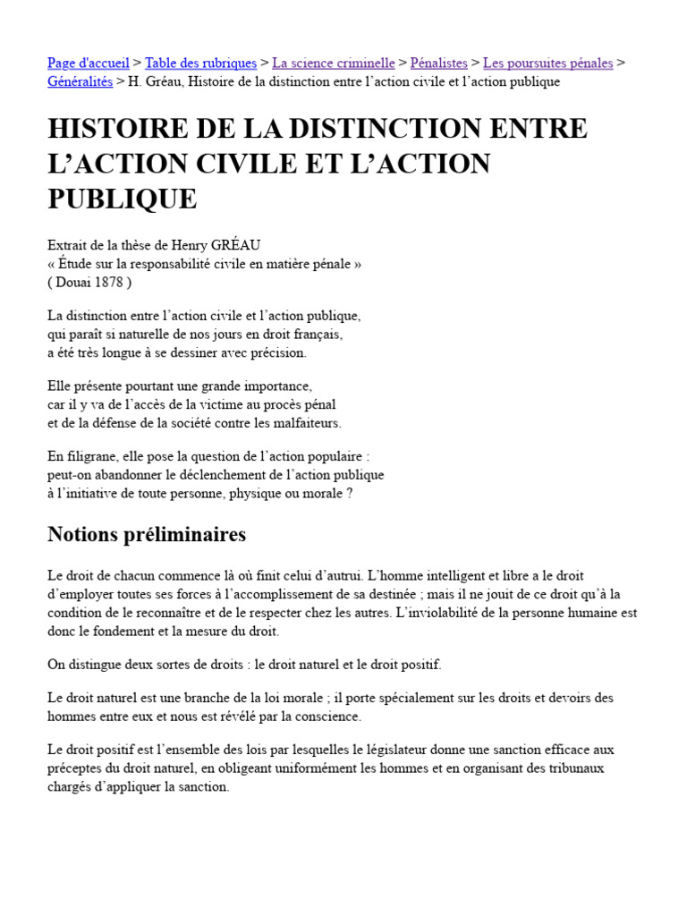 Distinction entre action civile et publique | PDF | Crimes | Crime et ...