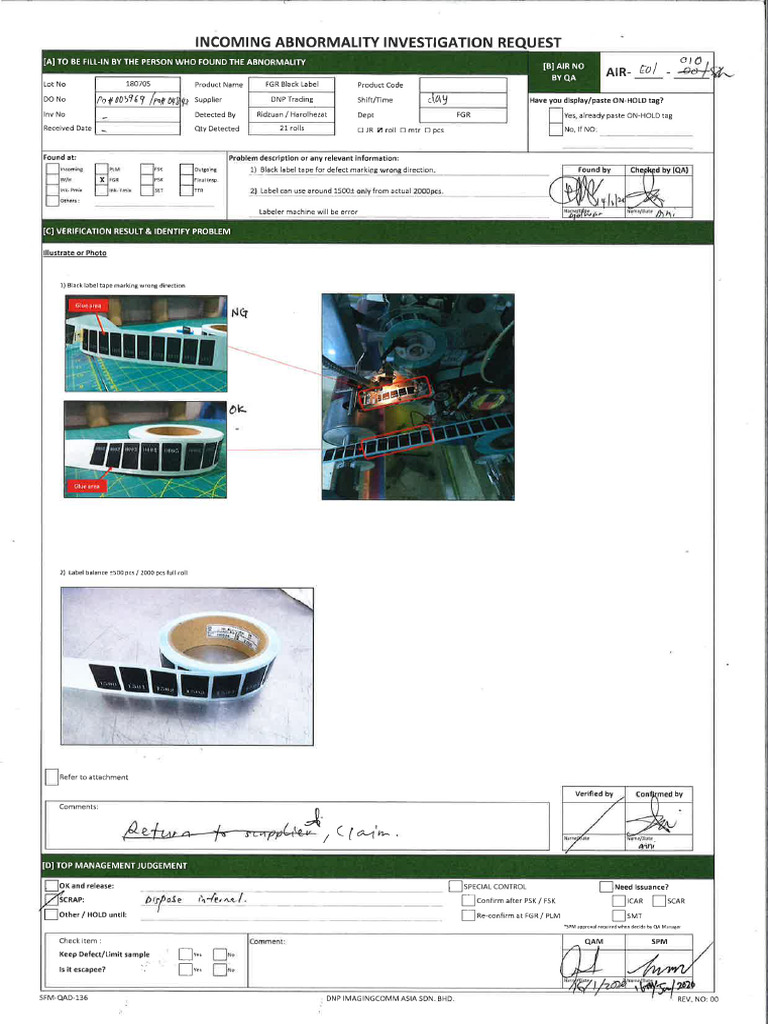 Abnomality Report For Black Label | PDF