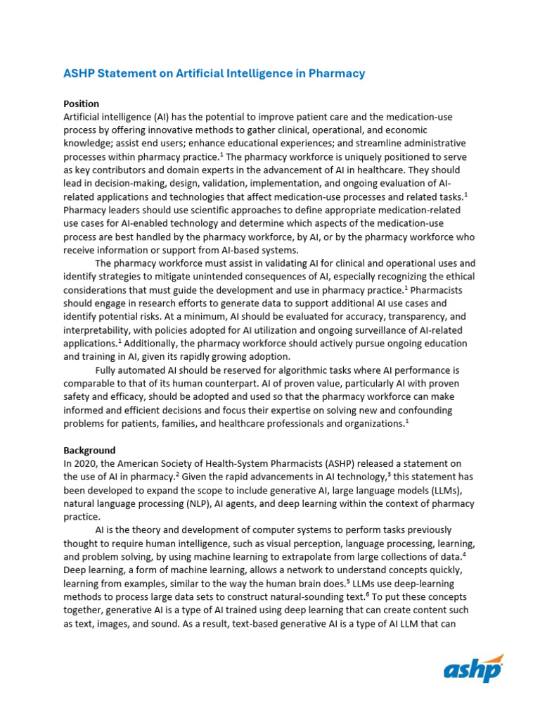 AI's Role in Pharmacy Practice | PDF | Artificial Intelligence ...