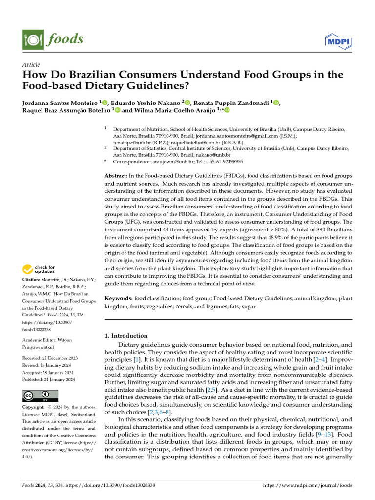 How Do Brazilian Consumers Understand Food Groups | PDF | Foods | Diet ...