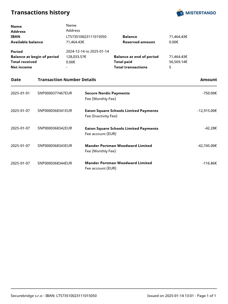 Account-History Mistertango | PDF