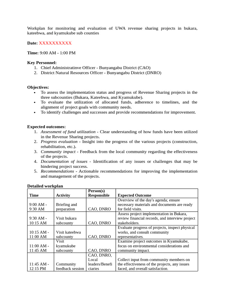 UWA Revenue Sharing Project Evaluation Plan | PDF | Monitoring And ...