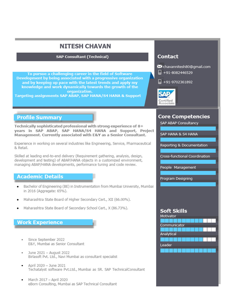 Nitesh Chavan Final Resume (1) - 1 | PDF | Computing | Software
