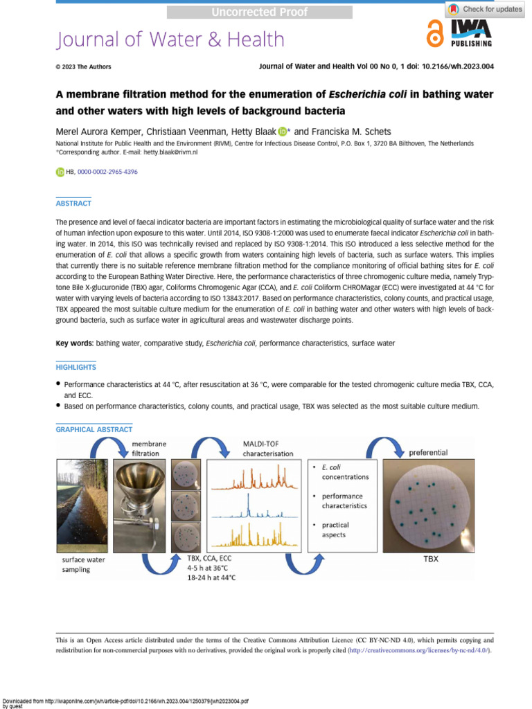 A Membrane Filtration Method For The Enumeration o | PDF | Colony ...