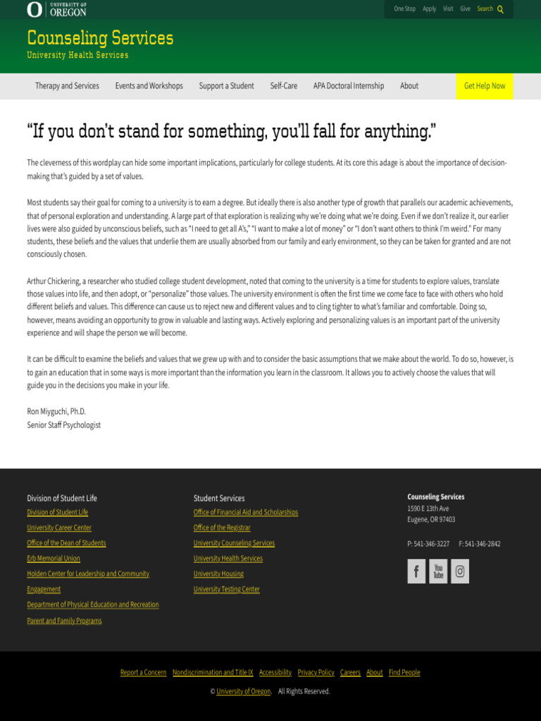 “If you don’t stand for something, you’ll fall for anything ...