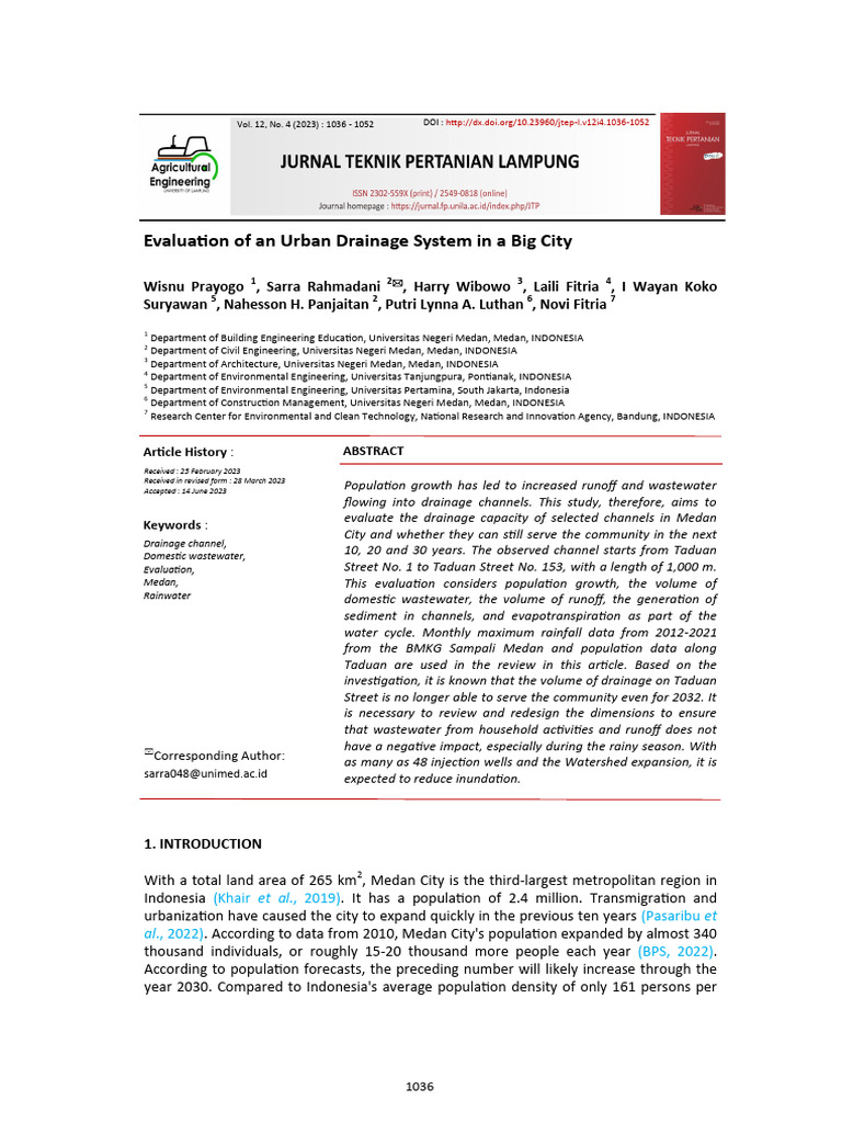Evaluation of An Urban Drainage System I | PDF | Flood | Surface Runoff