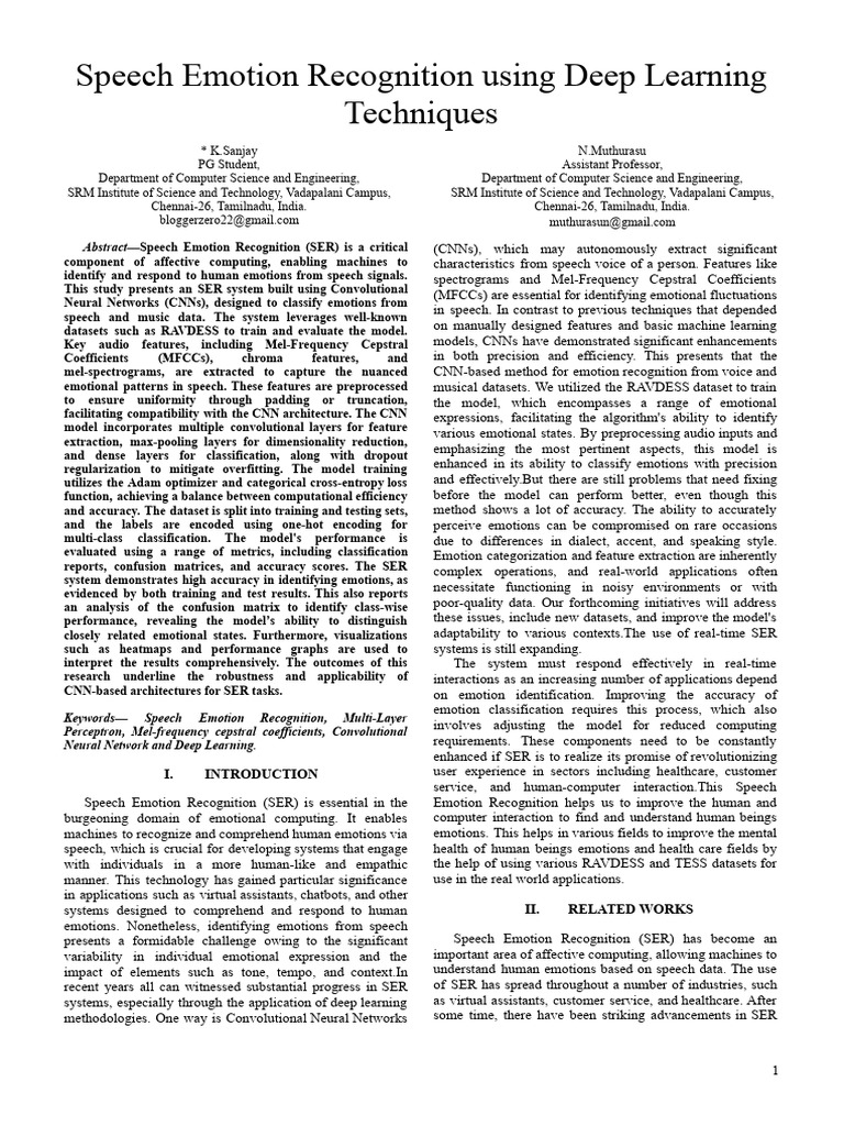 Deep Learning for Speech Emotion Recognition | PDF | Deep Learning ...