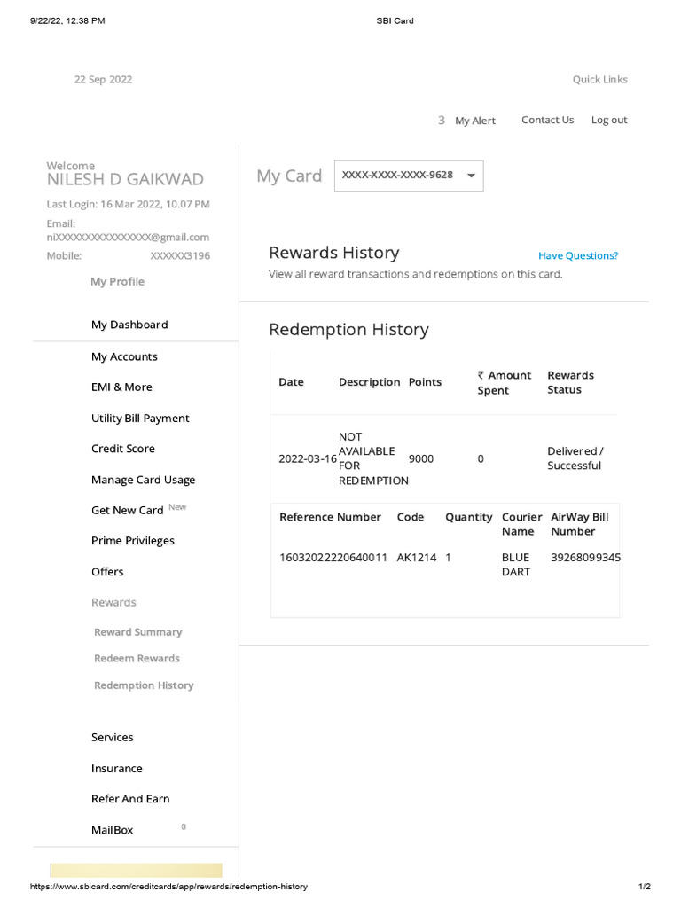 SBI Card Rewards Redemption Overview | PDF | Payments | Banking Technology
