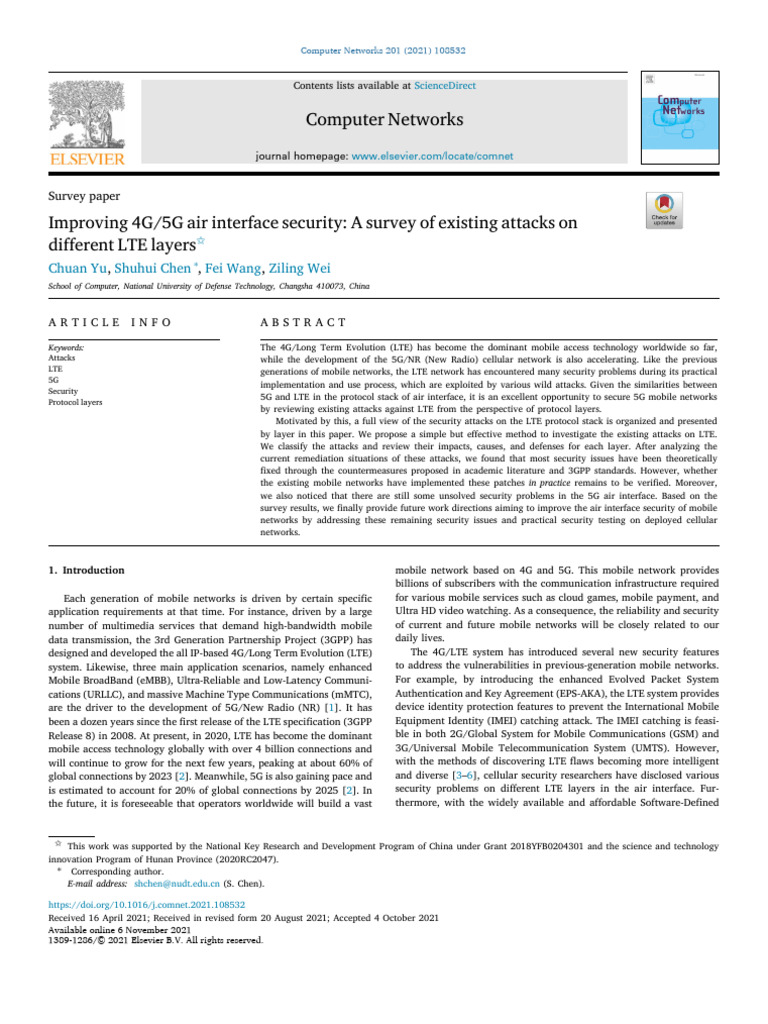 Improving 4G - 5G Air Interface Security - A Survey of Existing Attacks ...