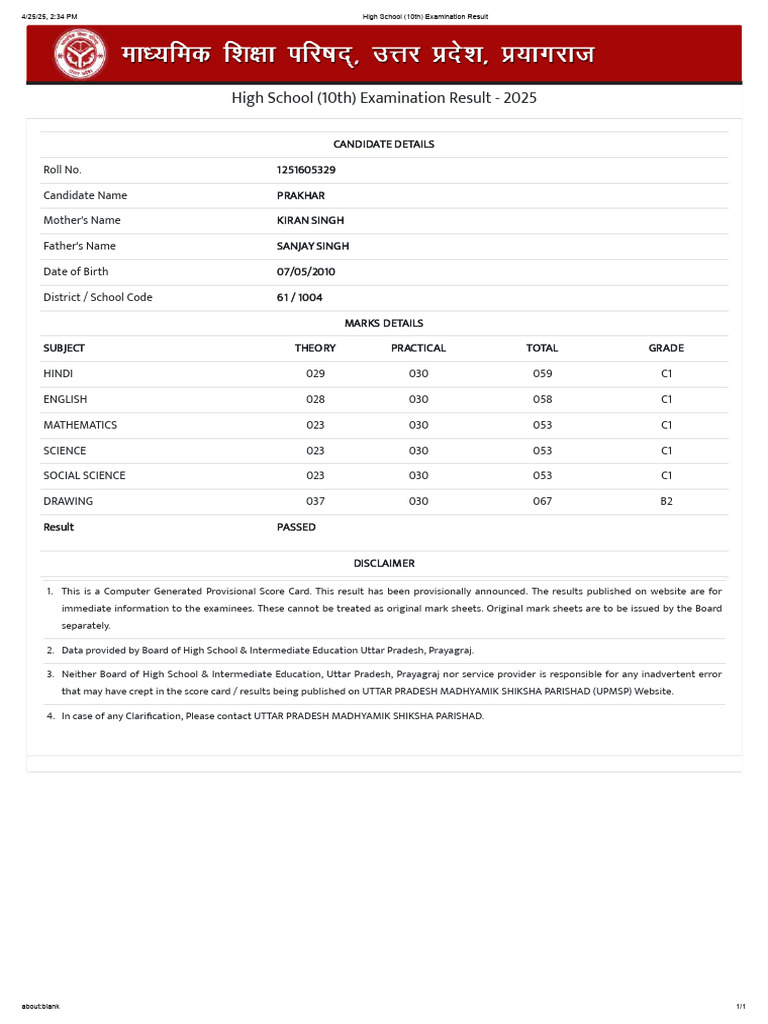 High School (10th) Examination Result | PDF | Student Assessment And ...