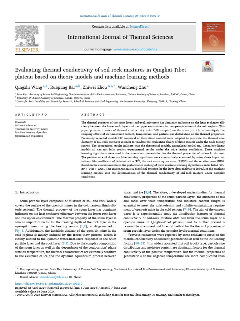 2024 Evaluating Thermal Conductivity of Soil-Rock Mixtures in Qinghai ...