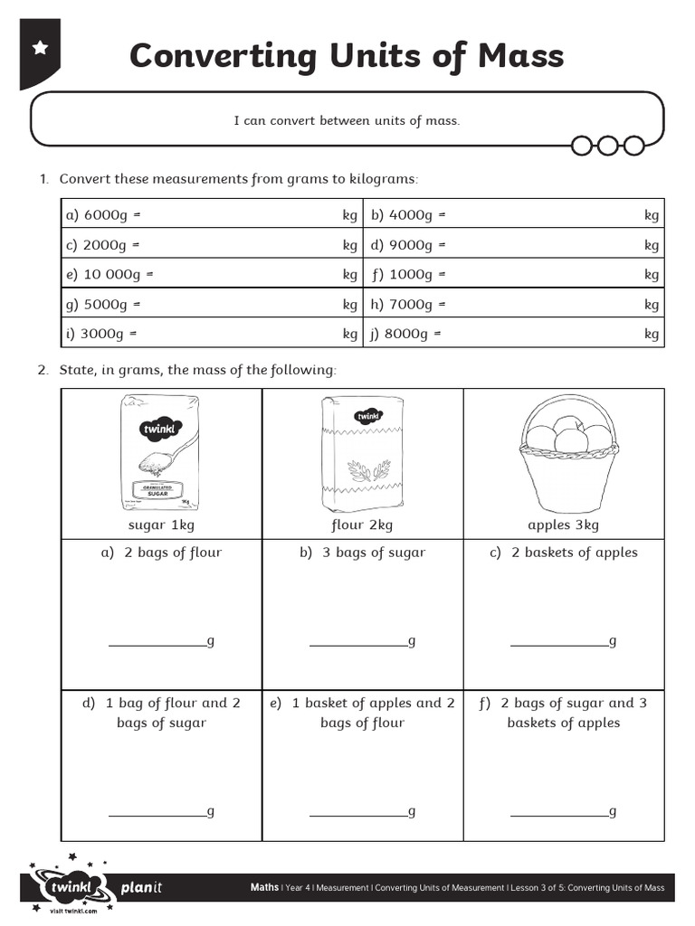 Worksheet 3 Converting Units of Mass.201114398 | PDF | Units Of ...