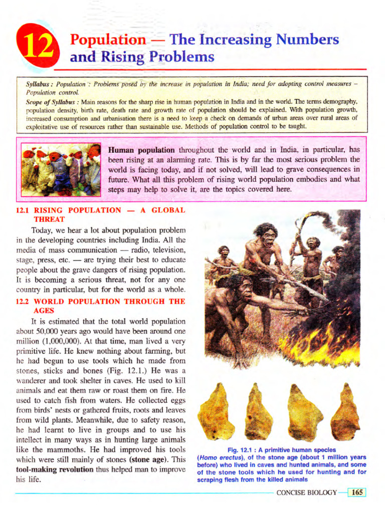 ICSE Class 10-Selina Biology Chapter 12 (Population) | PDF