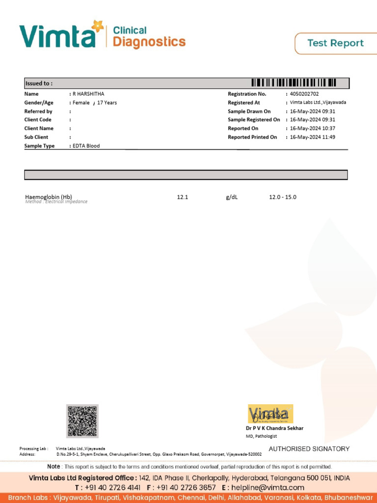 Report - R HARSHITHA (4050202702) | PDF | Thyroid Stimulating Hormone ...