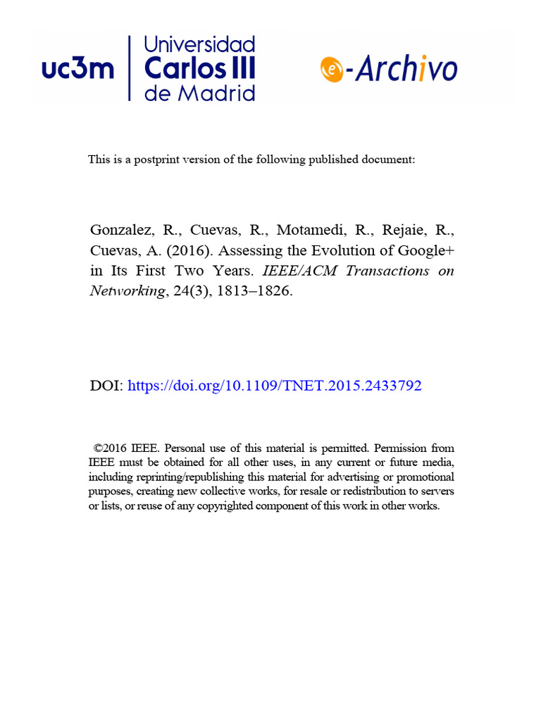 Assessing The Evolution of Google+ in Its First Two Years | PDF ...