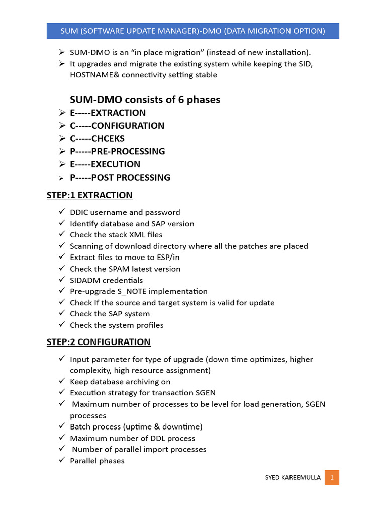 SUM - DMO Steps | PDF