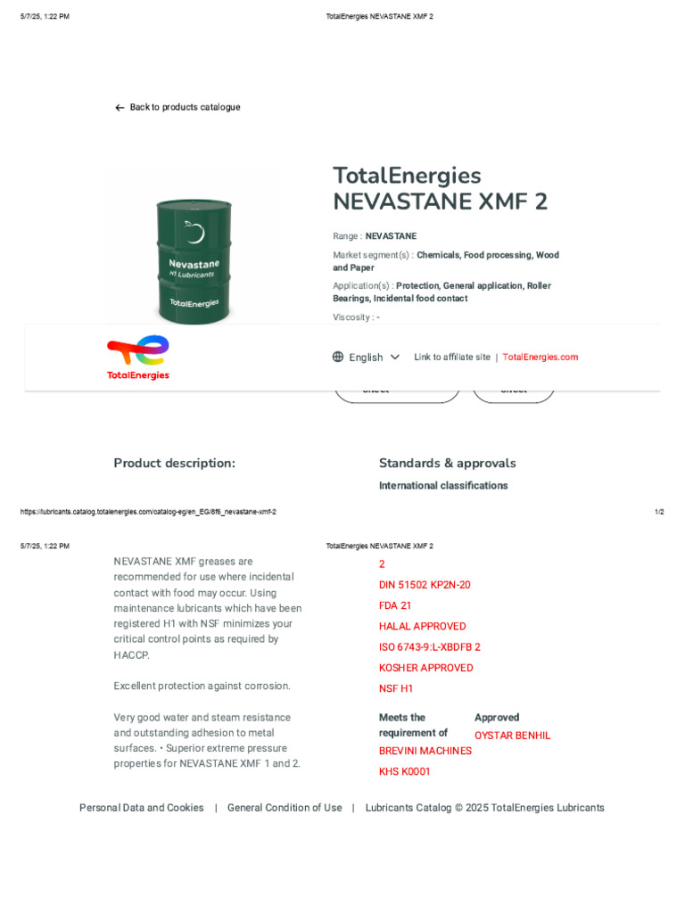 TotalEnergies NEVASTANE XMF 2 | PDF | Lubricant | Mechanical Engineering