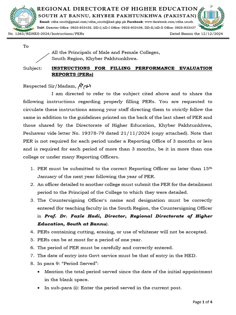To All The Principals of South Region Colleges (Instructions For ...