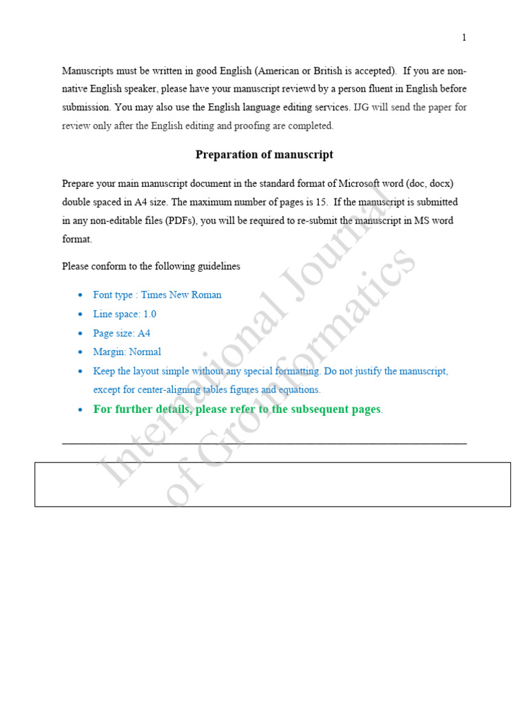 Manuscript Submission Guidelines for IJG | PDF | Typefaces | Microsoft Word