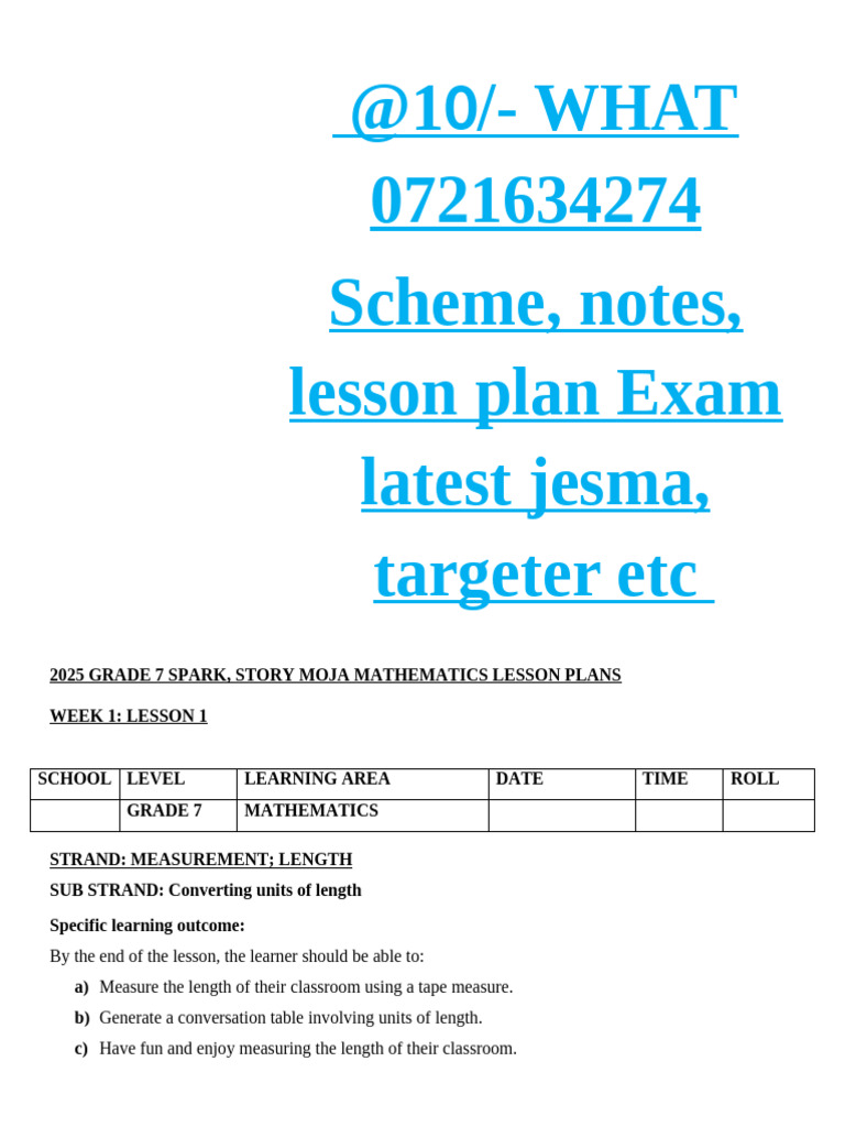 0721634274.TERM 2.Gr 7 Mathematics Lesson Plans Term 2 | PDF | Learning ...