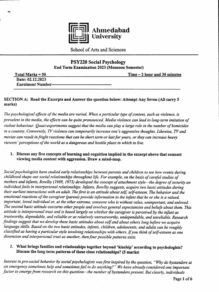 PSY220 Social Psychology | PDF