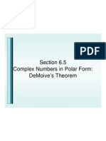 Complex Numbers Polar Form Demoiue's Theorem