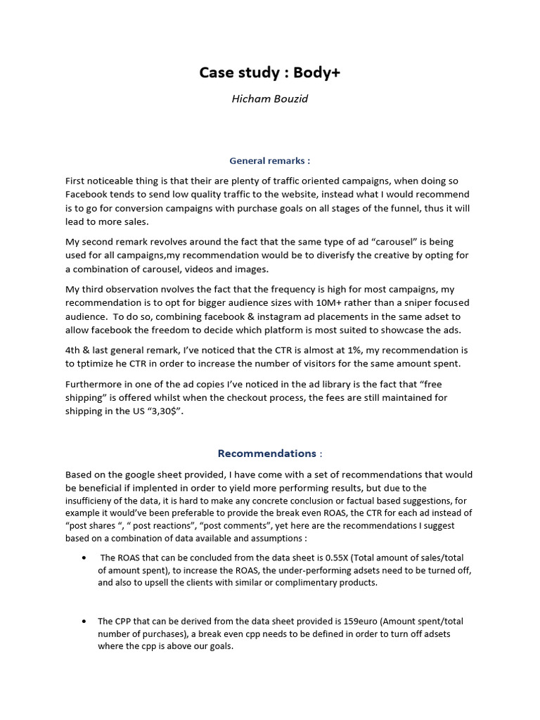 Hicham Bouzid - Case Study+ | PDF | Facebook | Point Of Sale
