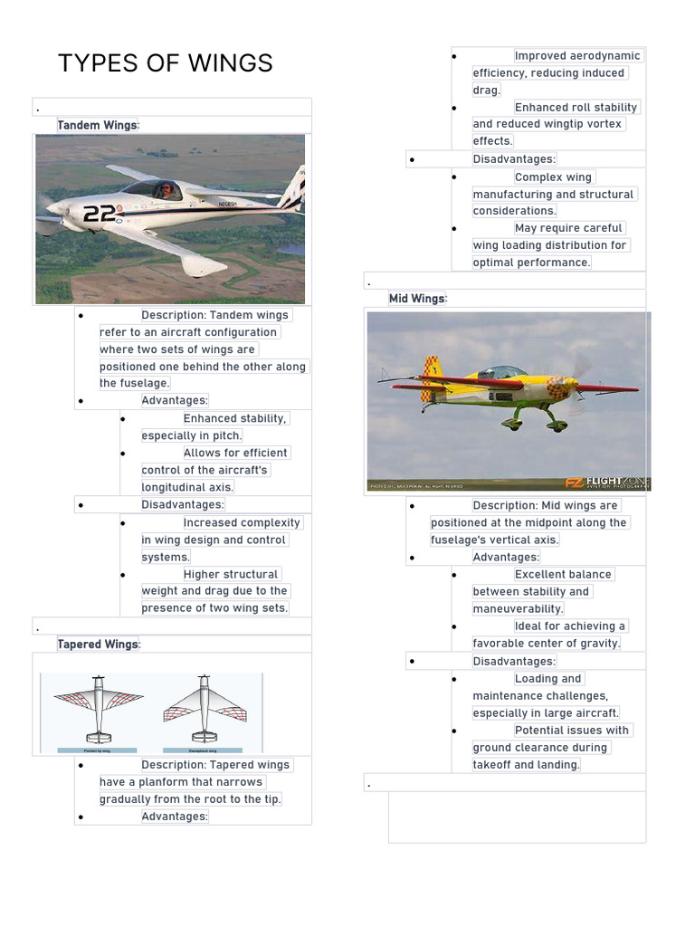 Types of Aircraft Wings Explained | PDF | Monoplane | Biplane