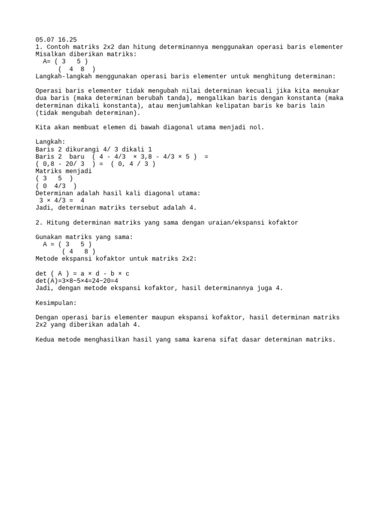 Menghitung Determinan Matriks 2x2 | PDF