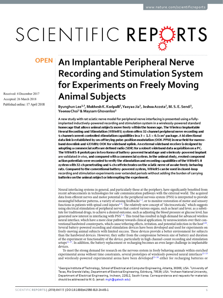 An Implantable Peripheral Nerve Recording and Stimulation System For ...