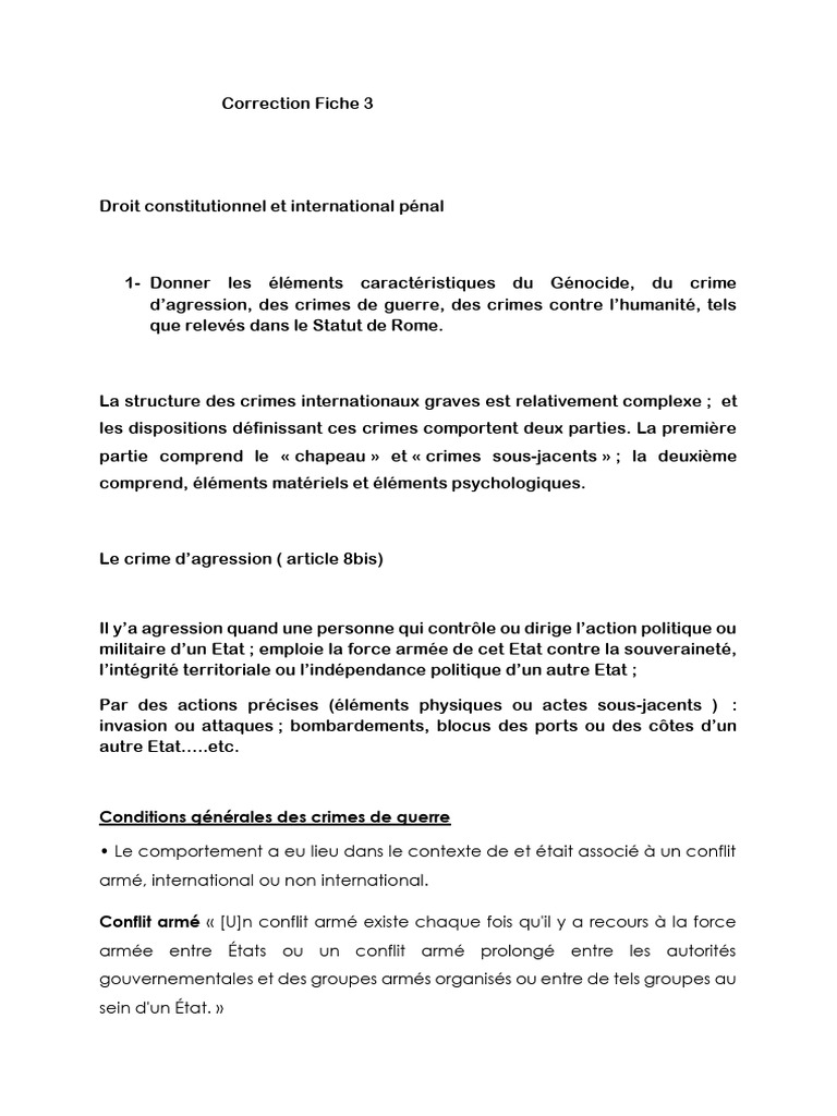 Crimes internationaux et Statut de Rome | PDF | Cour pénale ...