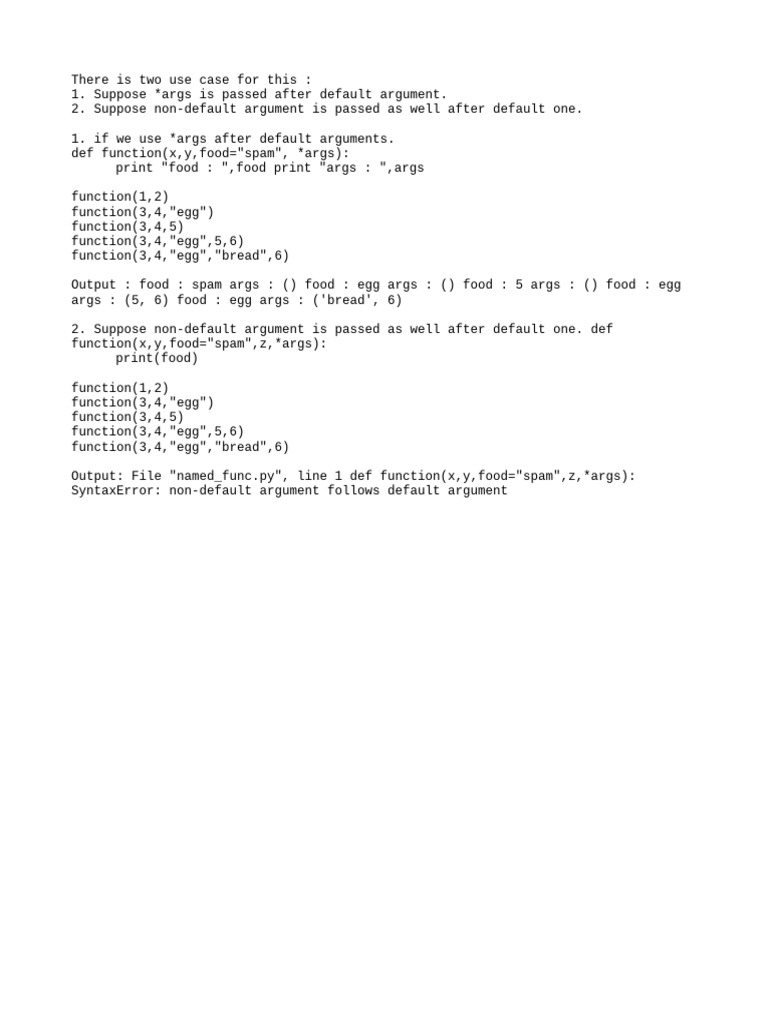Non-Default Arguments & Default Arguments | PDF