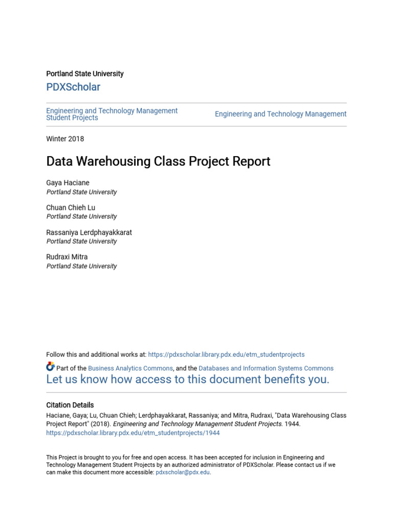Data Warehousing Class Project Report | PDF | Analytics | Insurance