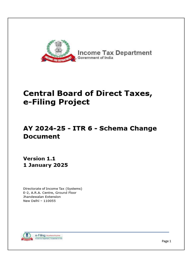 ITR 6 - Schema Change Document - AY2024-25 - V1.1 1 - 0 | PDF | Xml ...