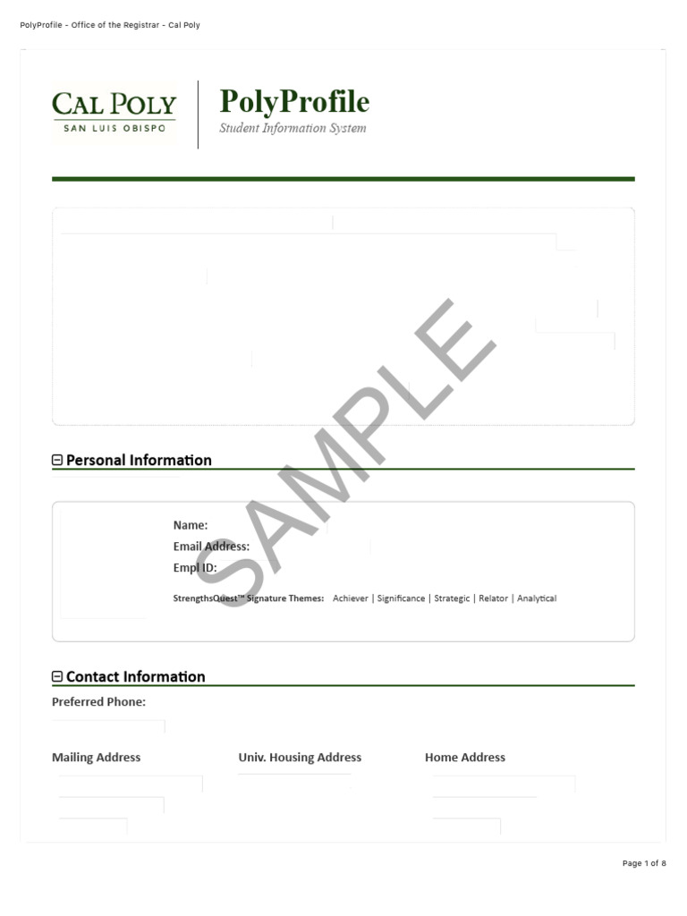 Cal Poly Unofficial Transcript Overview | PDF | Educational Stages ...