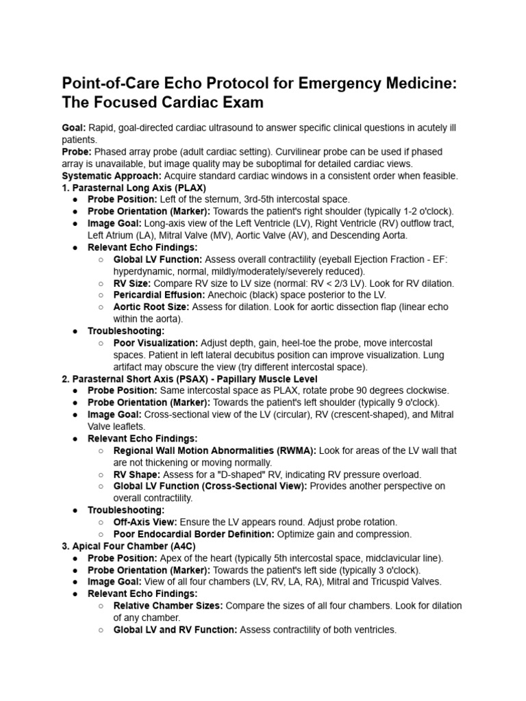 Emergency Medicine Cardiac Ultrasound Guide | PDF | Heart | Heart Valve