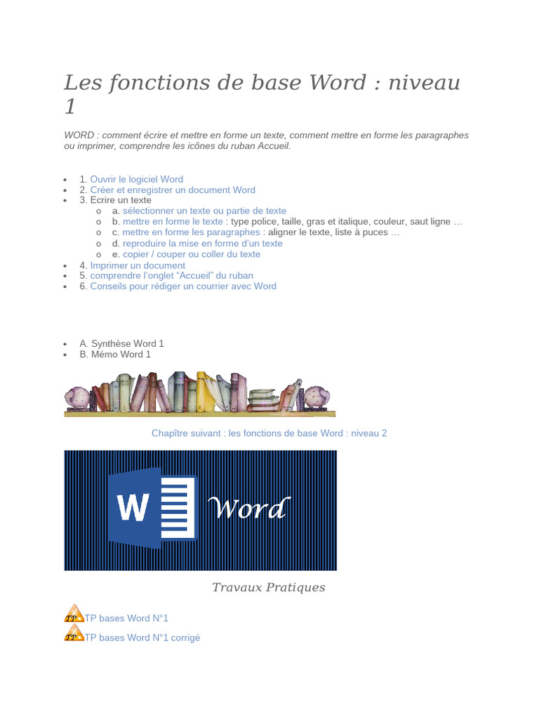 Fonctions de base de Word : Niveau 1 | PDF