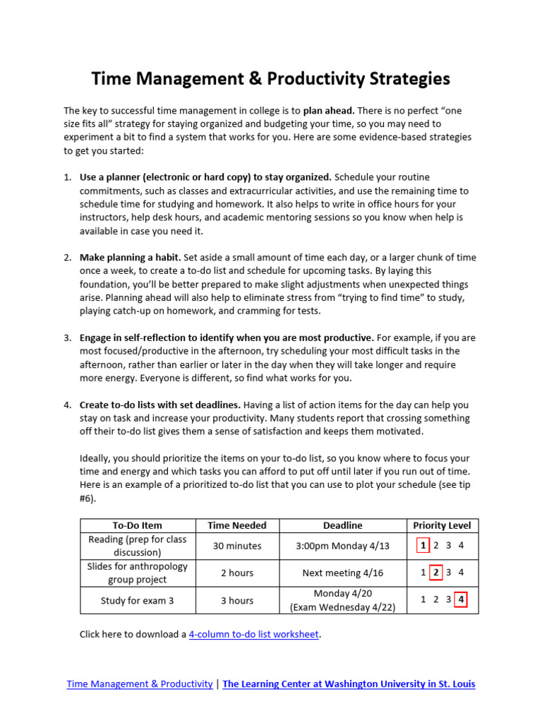 Time-Management_TLC_2024 | PDF | Time Management | Professional Skills