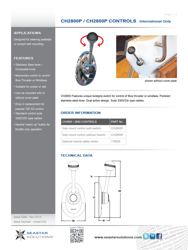 Teleflex - SeaStar - Mcda11int-Ch2800 - 2850 | PDF
