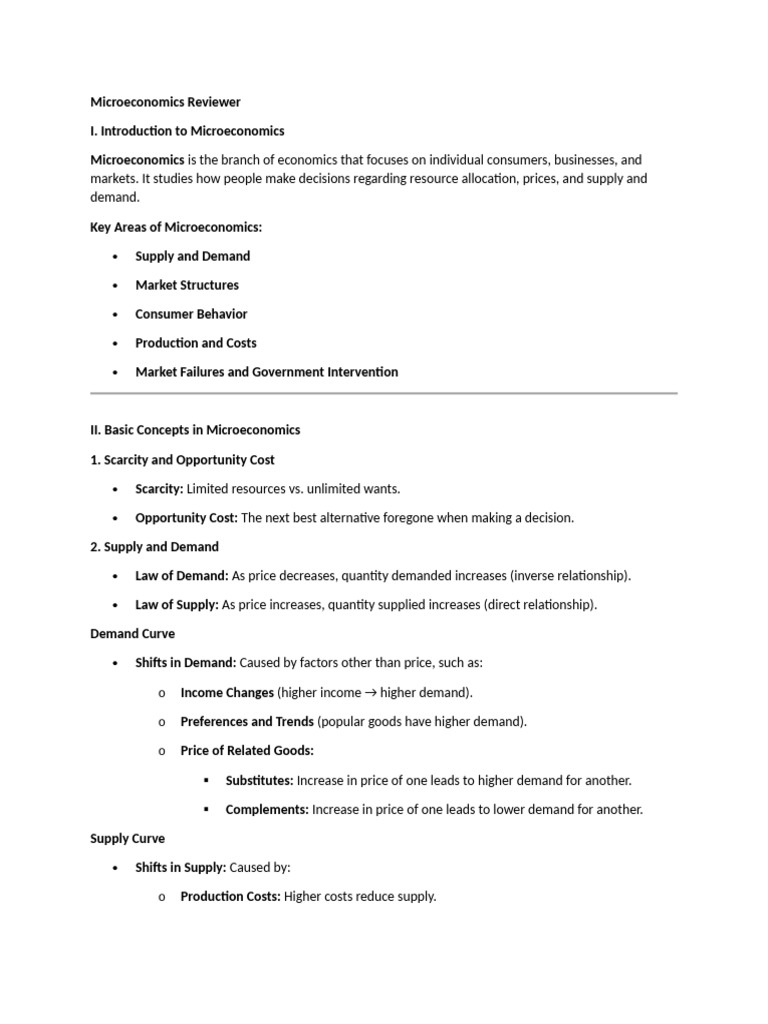 Microeconomics Study Guide and Concepts | PDF | Demand | Microeconomics