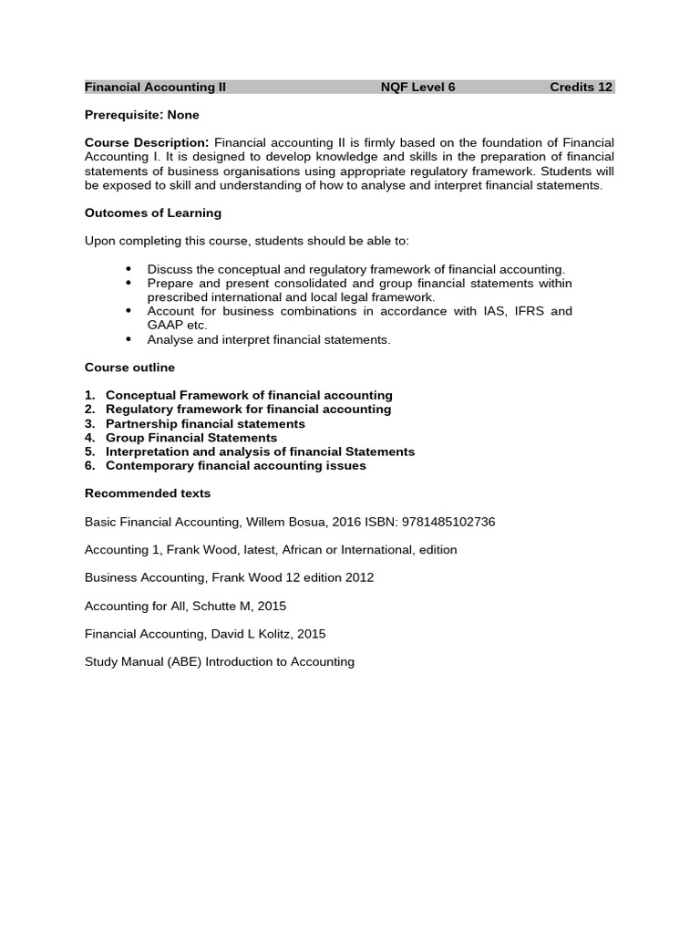 Advanced Financial Accounting Course | PDF
