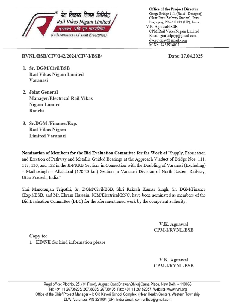 BEC nomination Letter 1 | PDF | Rail Transport | Transport Infrastructure