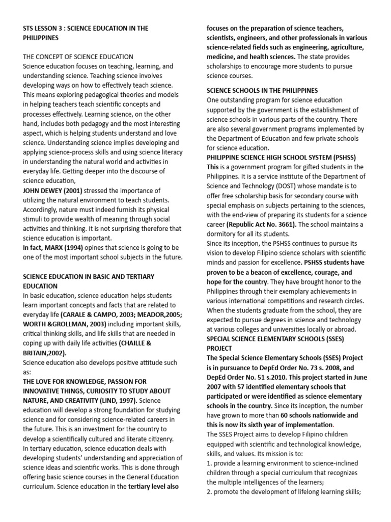 Science Education in the Philippines | PDF | Science Education | Science